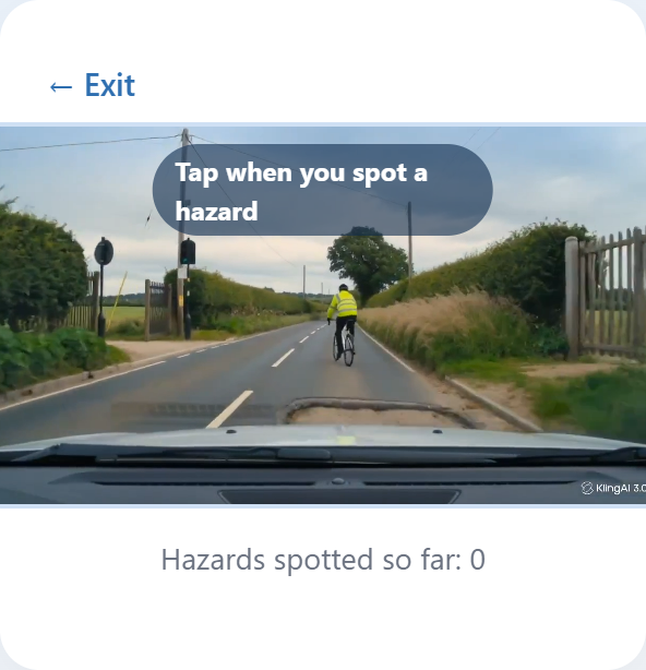Real TwinMiles hazard perception clip